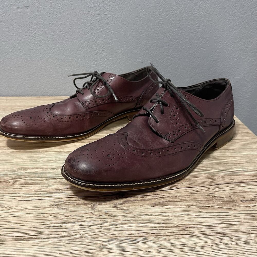 Men Joseph Abboud Wheaton Marroon Leather Oxfords 11